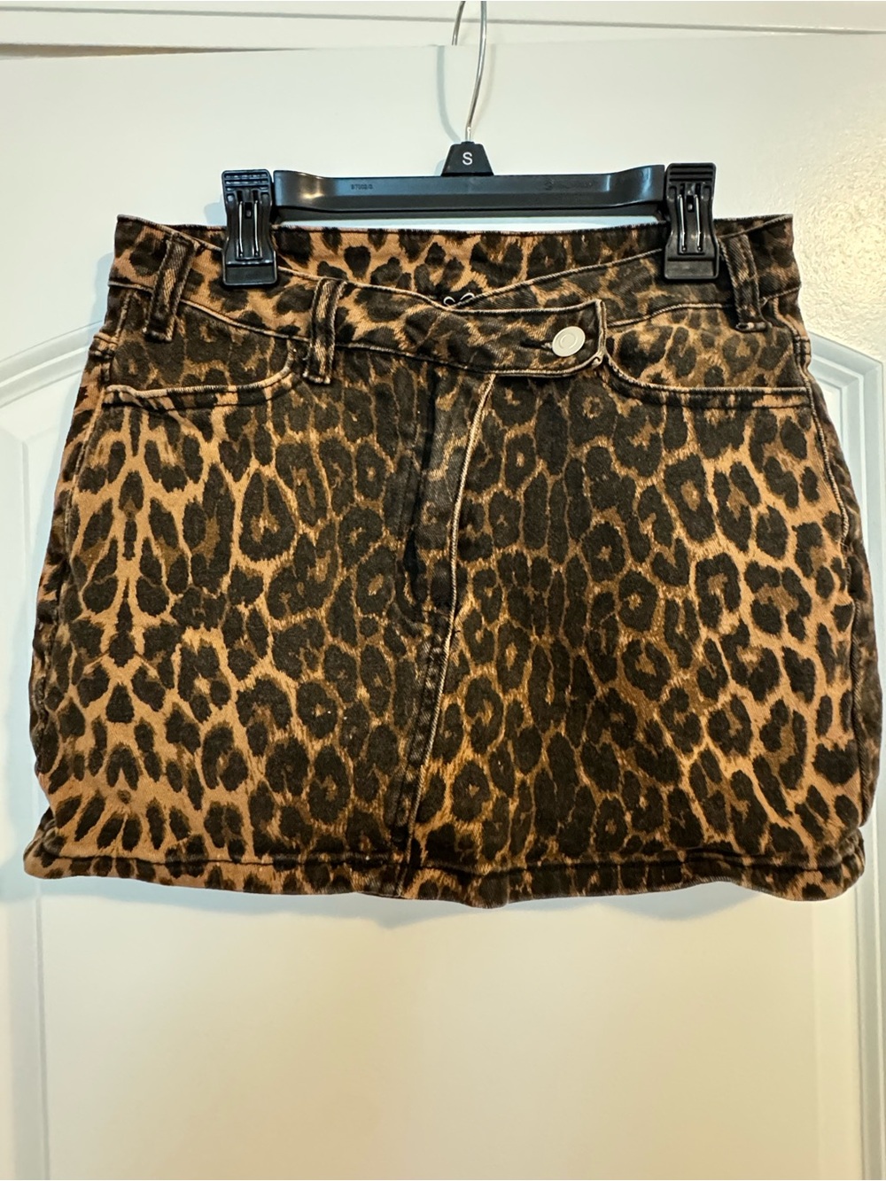 Windsor Leopard Print Denim Mini Skirt - Brown/Black